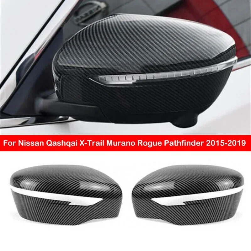 

For Nissan Qashqai X-Trail Murano Rogue Pathfinder 2015-2019 Rearview Side Mirror Cover Wing Cap Rear View Case Trim Sticker