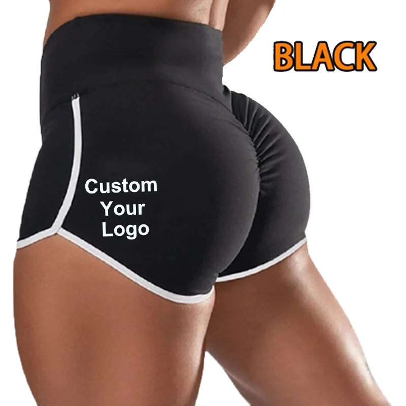 Women Custom Your Logo Summer Sports Casual Slim Fit High Waisted Shorts Pure Color Short Pants Ladies Running Yoga Shorts