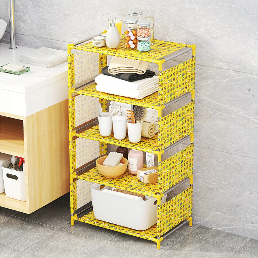 

3/4/5 Layers Cartoon Yellow Duck Simple Multi-Layer Shoe Rack Fabric Shoe Cabinet Dustproof Shoe Rack Storage Shoemaker Organize