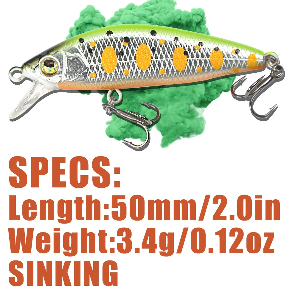 B&U 50mm 3.4g Sinking Minnow Fishing Lure Hrad Lure Stronger Currents Trout Baits Ice Fishing Ajing Crankbait Wobbler