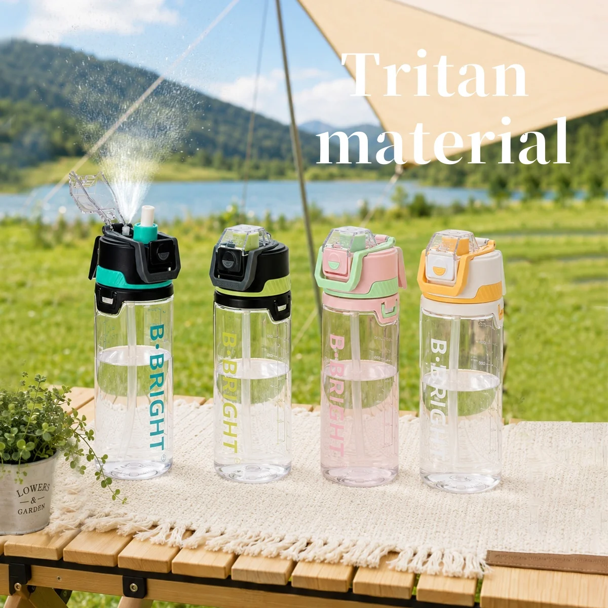 Botella de agua Tritan de 800 ml con pajita, a prueba de fugas, libre de BPA, portátil, para deportes, gimnasio, viajes, escuela, adultos