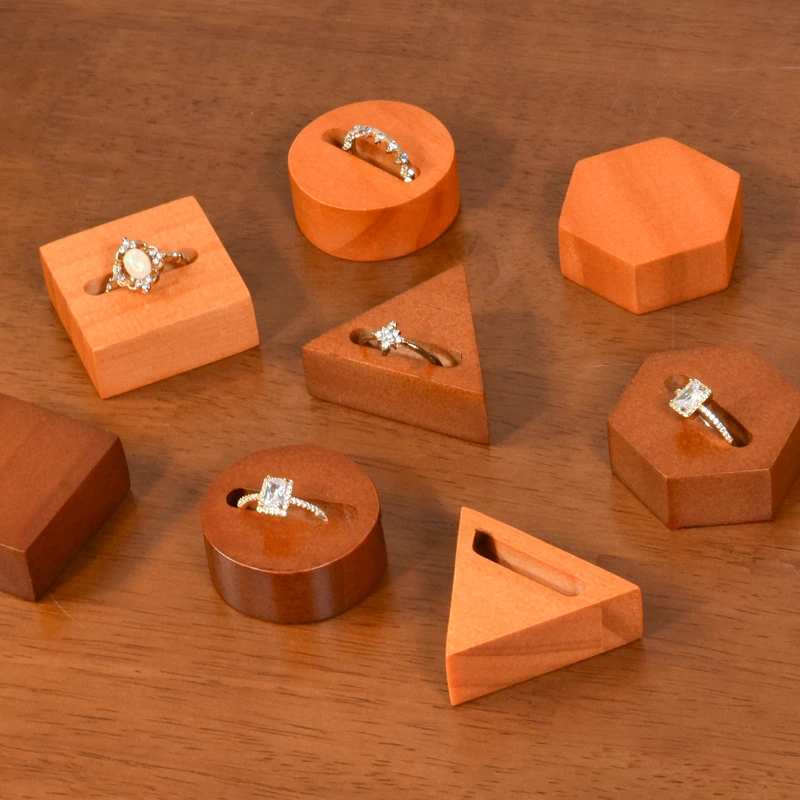 

Modern Geometric Wooden Jewelry Tray Ring Holder Display Stand for Photography Jewelry Organizer Wedding Ring Showcase