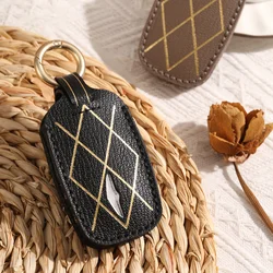 Leather Car Key Case Fob Cover for Genesis G70 G80 G90 GV60 GV90 EQ900 2022 2023 2024 2025/5 6 7 8 Bottons Keychain Accessories