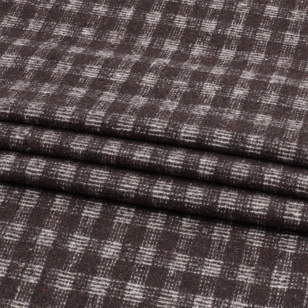 

Woolen Fibre Fabric for Clothing Accessories Tartan Pattern Coconut Brown 1000x1500x0.8mm