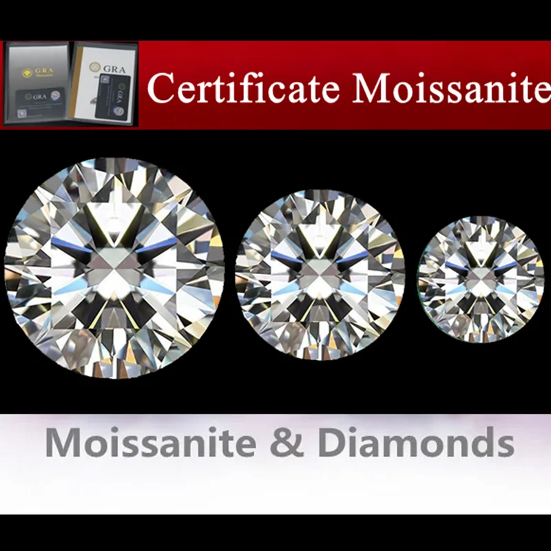 

100% Real D Color Moissanite Stone 1.0ct 6.5mm Lab Grown Diamond GRA Certified Moissanita Premium Gemstone Pass Diamond Tester