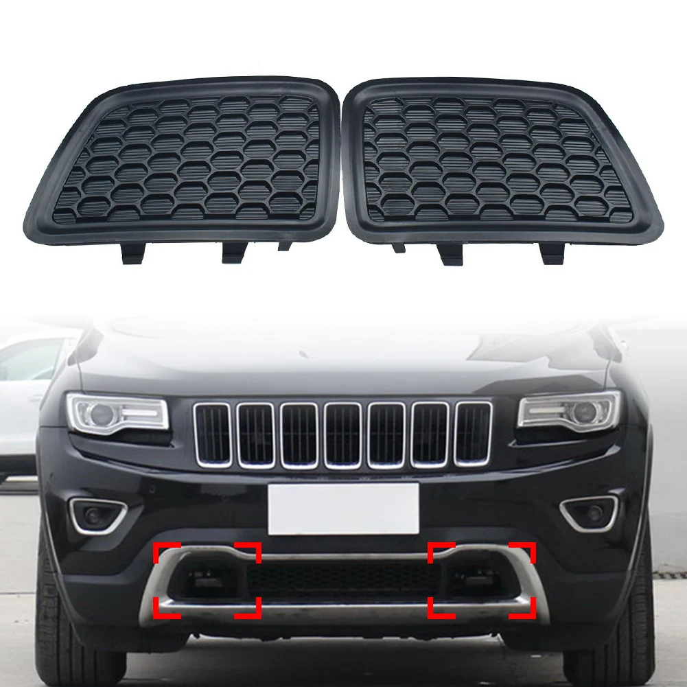 1Pair Car Front Bumper Side Lower Grille Tow Hook Insert For Jeep Grand Cherokee 2014 2015 2016 68143099AC/68143098AC