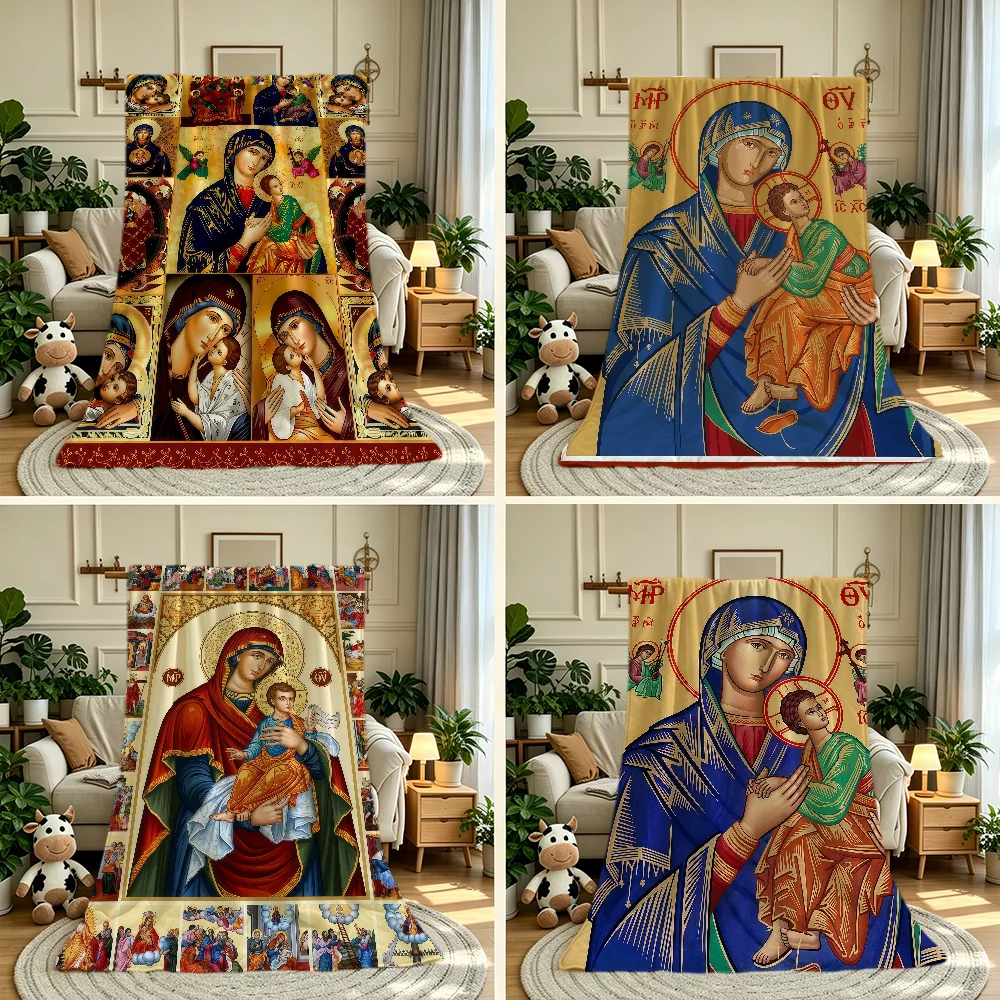 Virgin M-Mary Art Blanket Throw Super Cosy Plush Living Room Sofa Couch Childish Birthday Gifts