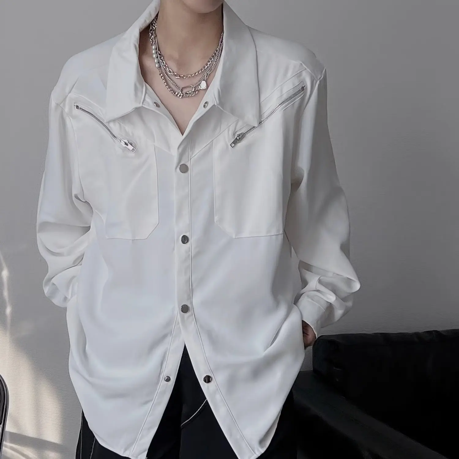 2026 Men Women Dark Style Shirt Casual Loose Fit Irregular Design Fashion Blouse Tops Streetwear Fashion Trend Vintage Retro New