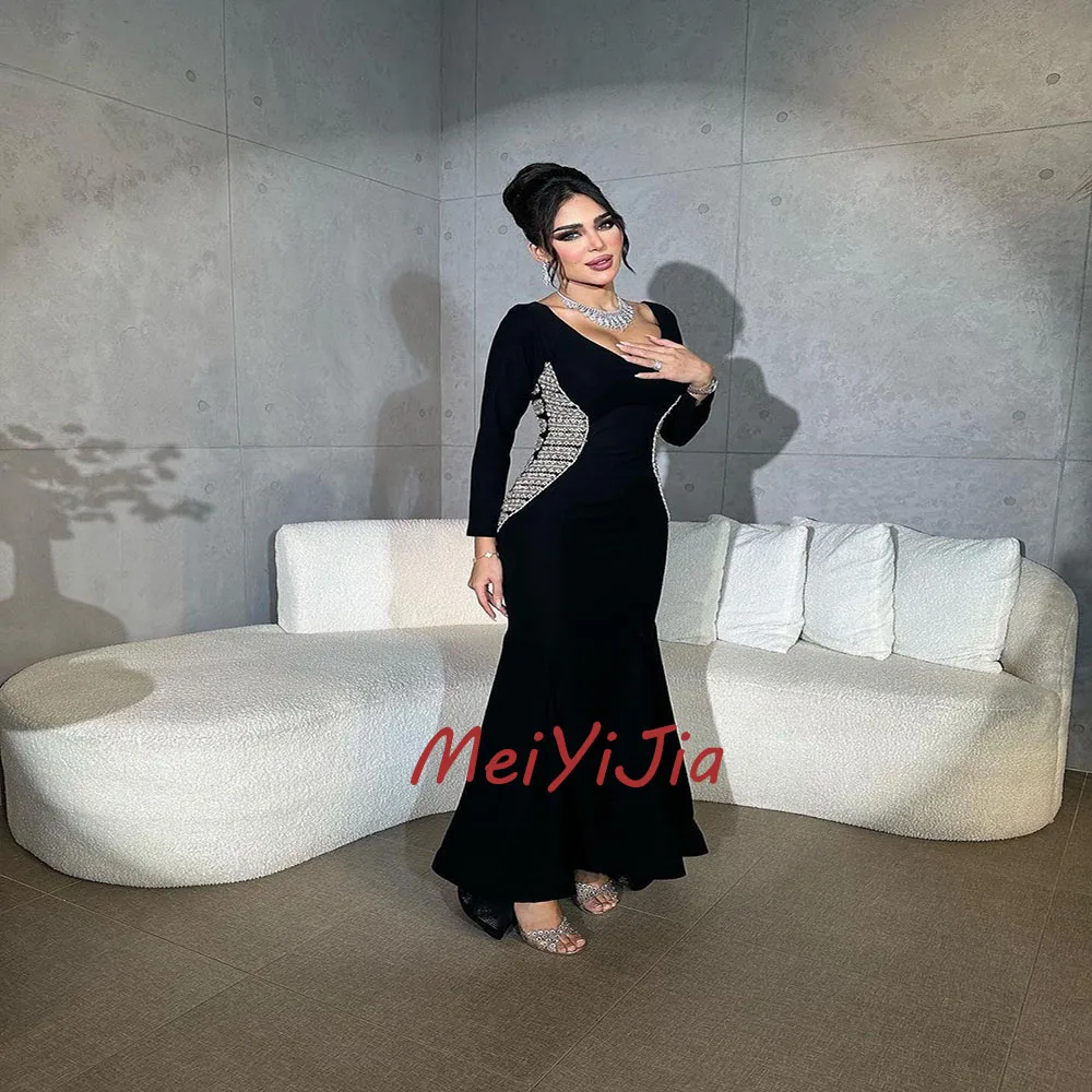 MEIYIJIA-Robe de soirée à manches longues, tenue de soirée, élégante, douce, avec cœur perlé, Arabie Saoudite, sexy, anniversaire, club, été 2024