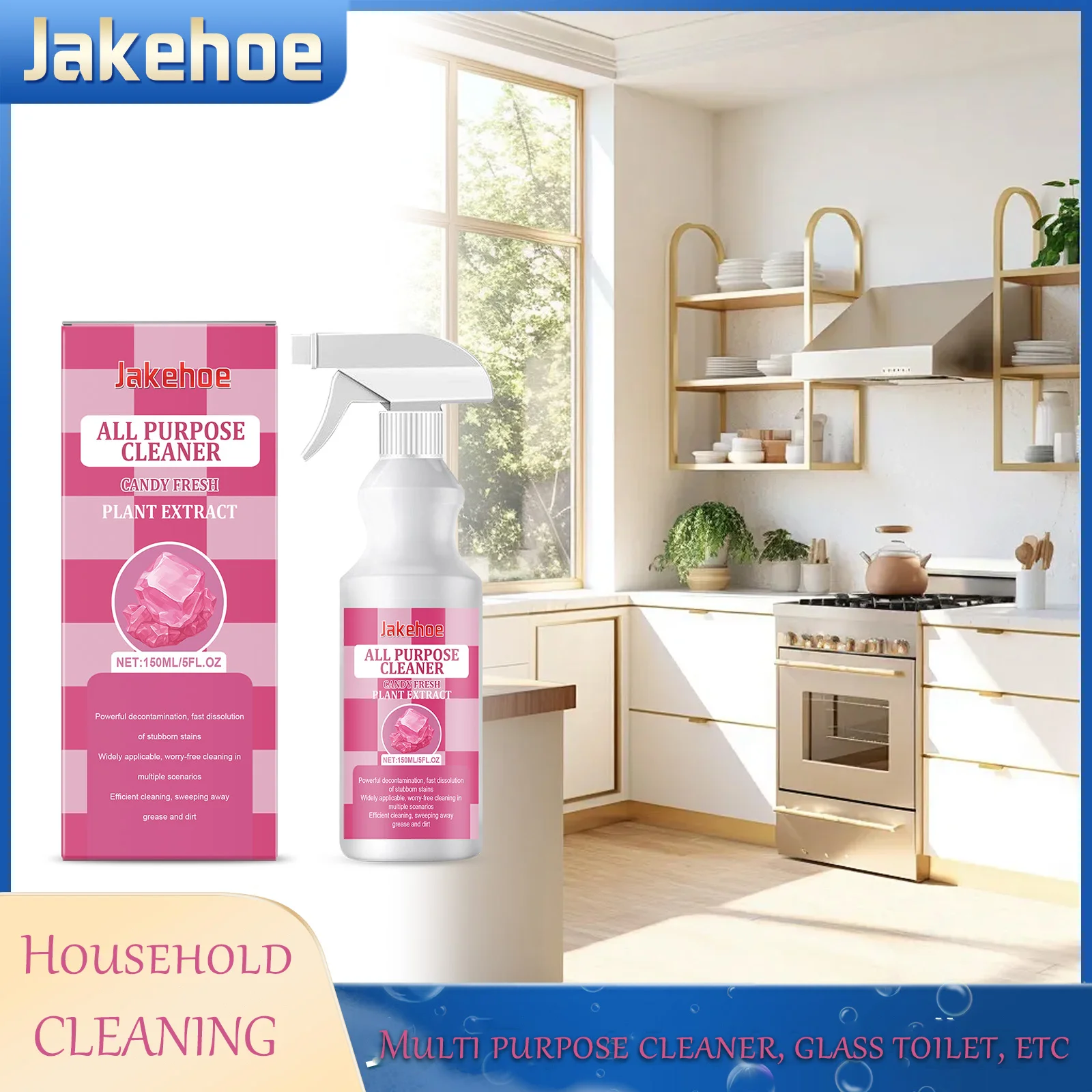 

Jakehoe Multi-Purpose Cleaner Daily Household Multi Scene Degreasing Suitable for Various Household Items Powerful Stain Removal