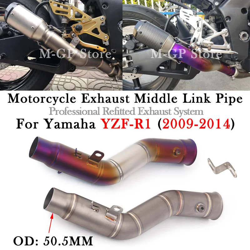 Slip On For YAMAHA YZF-R1 YZF R1 2009 - 2014 Motorcycle Exhaust Modify 51MM Connection GP Escape Moto Side Row Middle Link Pipe