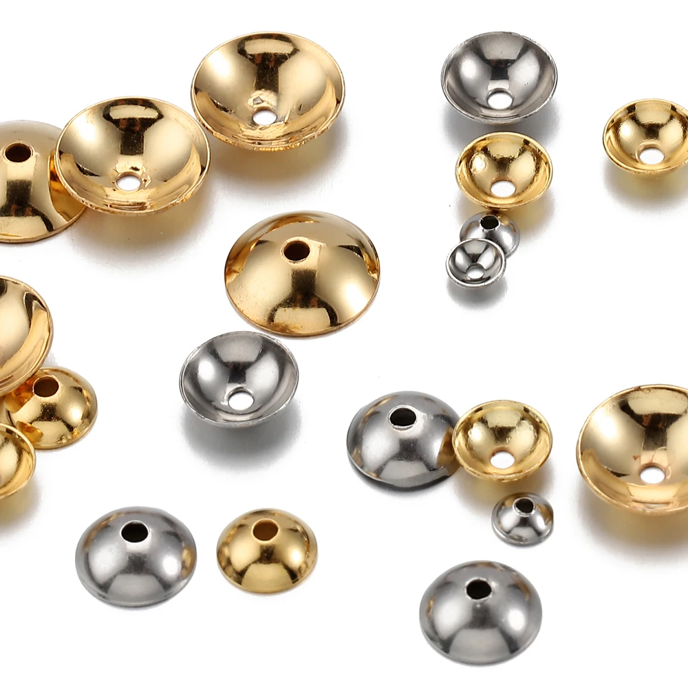 20Pcs 3-12mm Gold Plated Brass Round Bead Caps Spacer Beads High Quality for Diy Jewelry Making Components Accessories