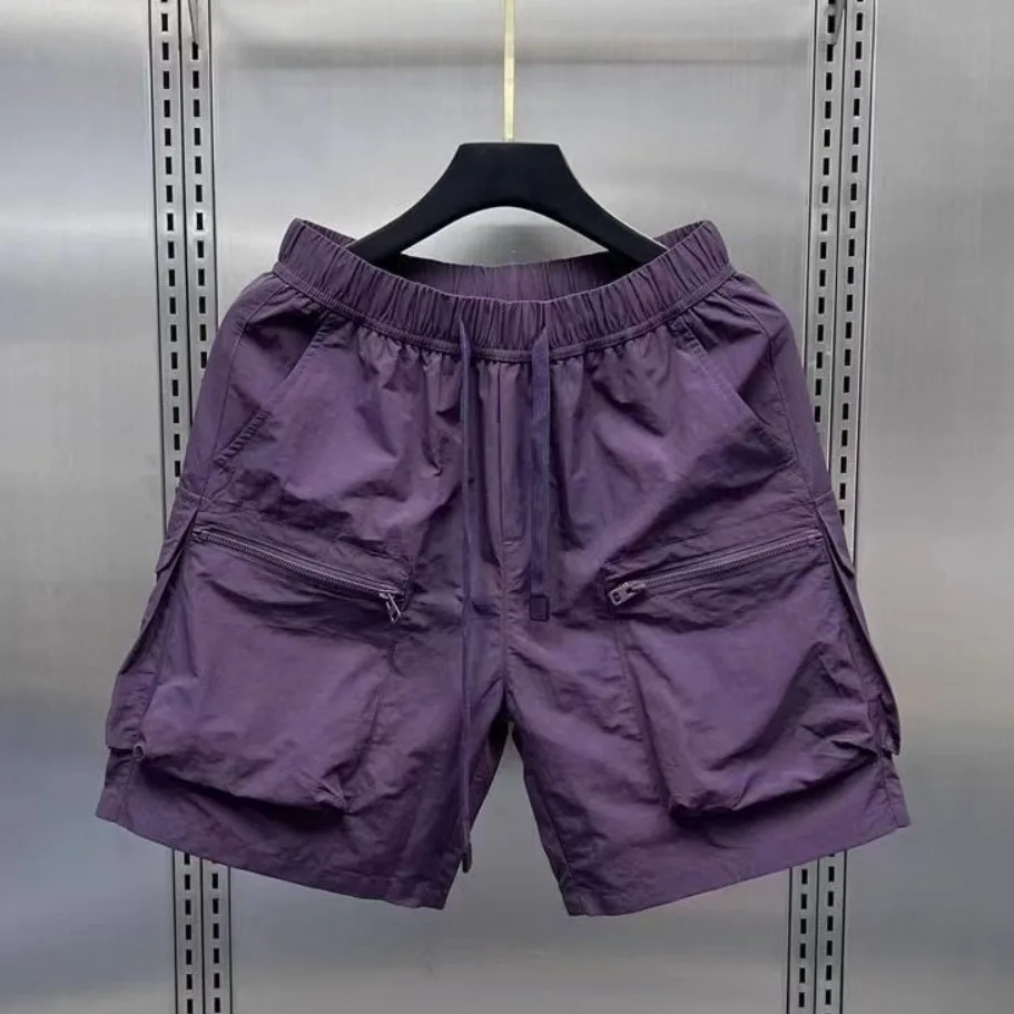 

Summer Large Size 250 Pounds Hong Kong Style Retro Outdoor Quick Dry Sports Five-Quarter Pants Men's Zippered Drawstring Shorts