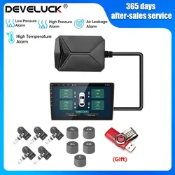 Develuck Portable USB Android TPMS Tire Pressure Monitoring System Display Alarm System&5 Wireless External / Internal Sensors