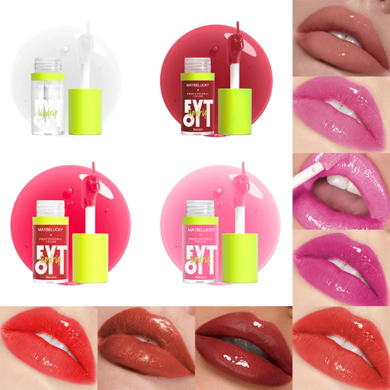 8 farben Feuchtigkeitsspendende Lip Glasur Gelee Tönung Glitter Lip Gloss Nahrhafte Flüssige Lippenstifte Transparent Kirsche Lip Öl Kosmetik