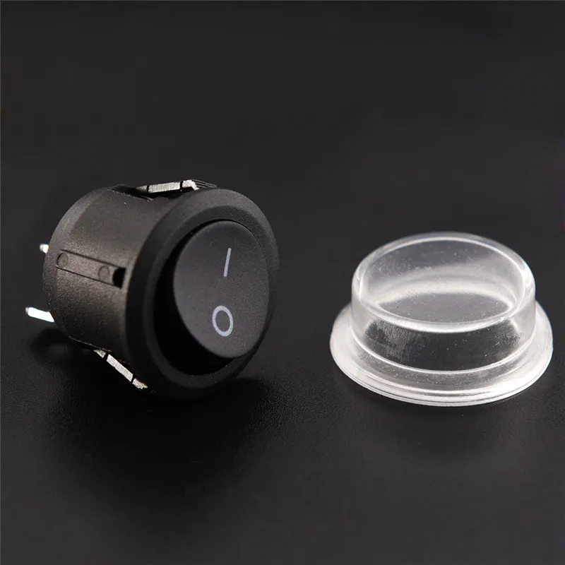 1pc Round Black 2 Pin SPST ON-OFF Rocker Boat Switch 12V Snap + Waterproof Coat