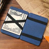 Mini Short Mens Fashion Faux Leather Magic Credit Card ID Money Clip Slim Wallet Holder
