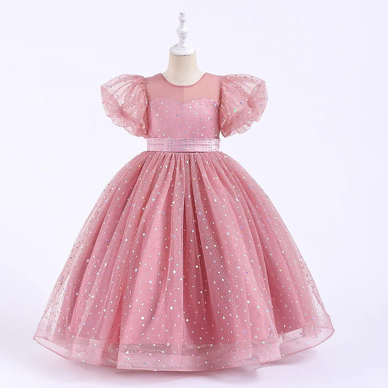 Elegant Dress for Young Girls Flower Girl Princess Dresses for Wedding Ceremonial Kid Clothes Lavender 4 to 14T