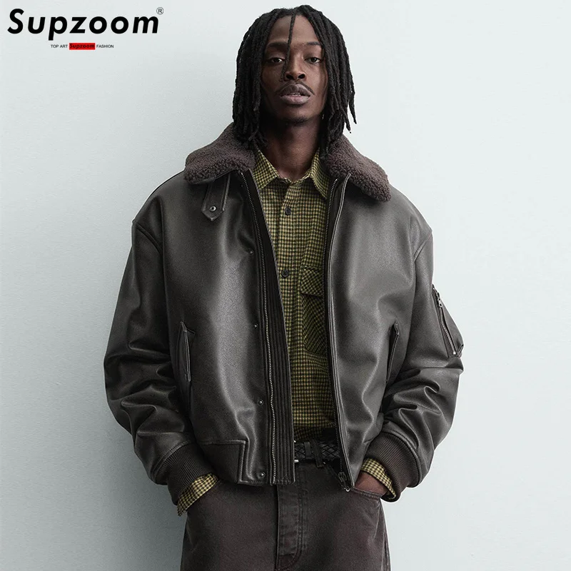 

Supzoom New Arrival Thicken Autumn And Winter Lapel Velvet Loose Casual Suede Fabric Zipper Bf Style Handsome Jackets Men Coat