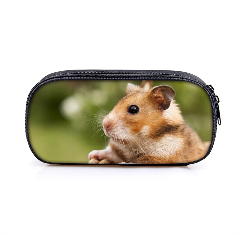 Cute Animal Hamster Print Pencil Bags Women Cosmetic Cases Toilet Bag for Travel Teenager Casual Pencil Box School Supplies Gift