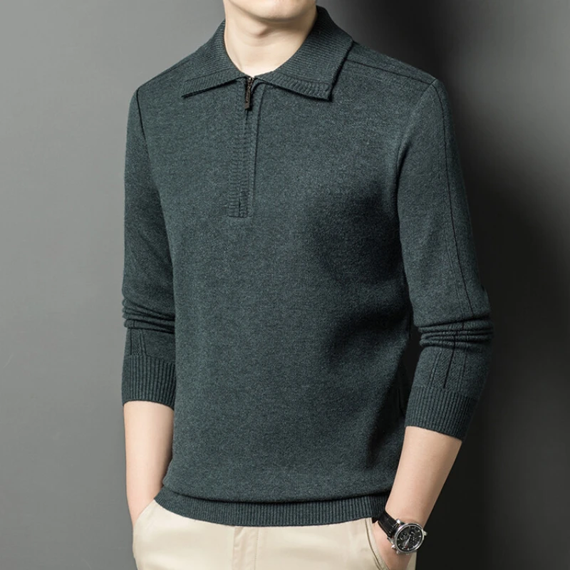 Men's Solid Color Half-zip High-neck Sweater for Autumn 2024 New Knitted Sweater.stretch M-4XL