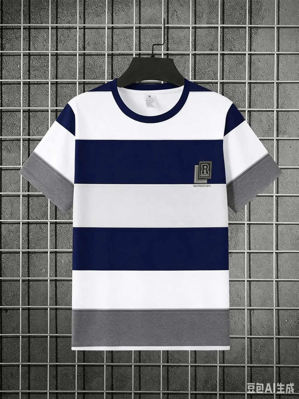 Harajuku Blue Yellow and Navy Blue Horizontal Stripe 3D Printed Men T-shirt Fashion Loose Casual Breath Quick-dry Outdoor Cloth