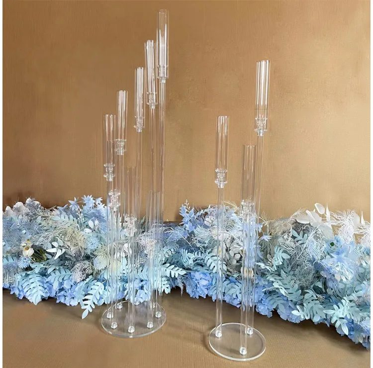 Acrylic Taper Candle Holders 5 Arms Candelabra Centerpieces for Wedding Living Room Dinner Table Christmas Decoration