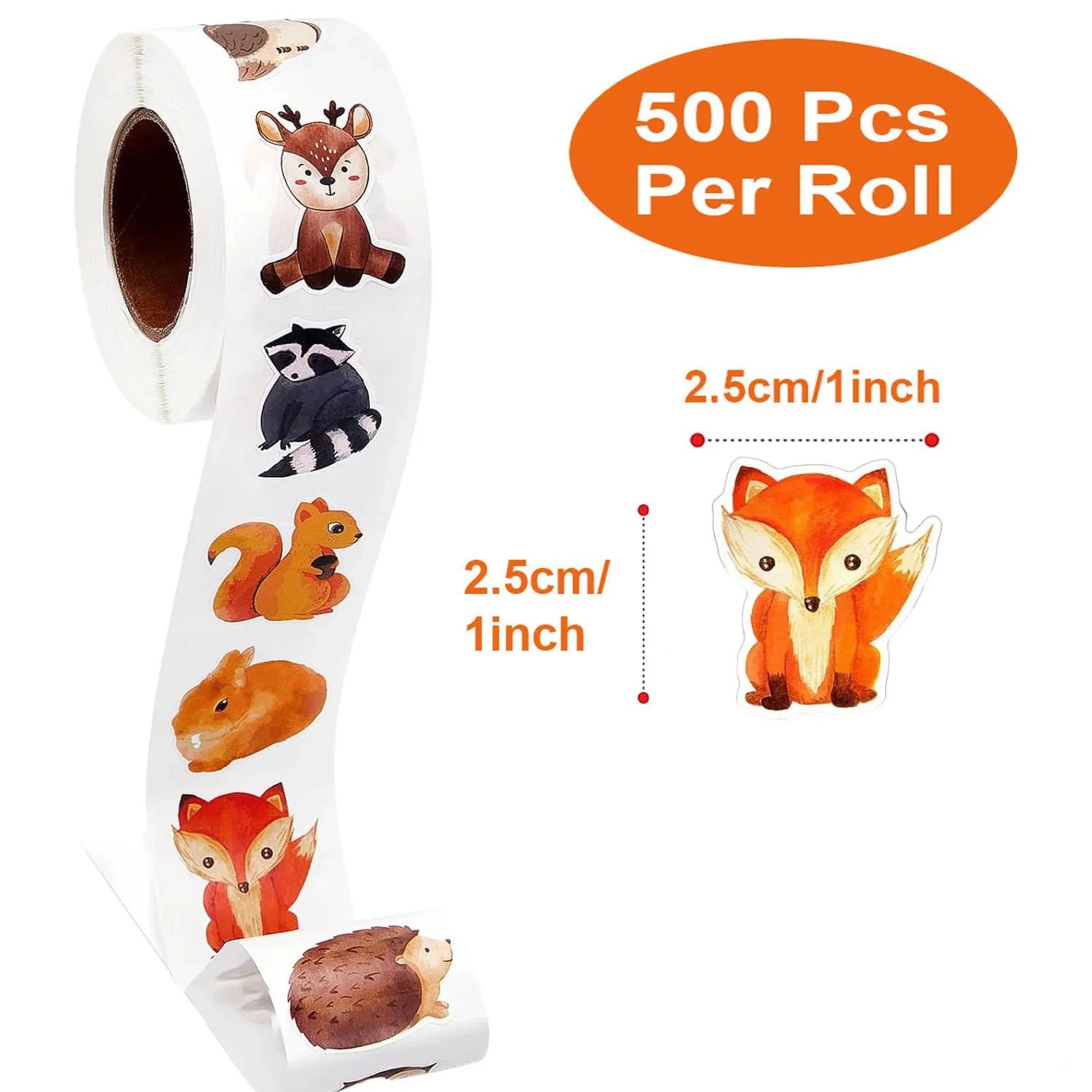 500Pcs/Roll Heterotypic Forest Animals Stickers 2.5cm/1.0'' Art Labels Learning Rewards, Adorn Gifts for Watercup Phone PC Pad image 2