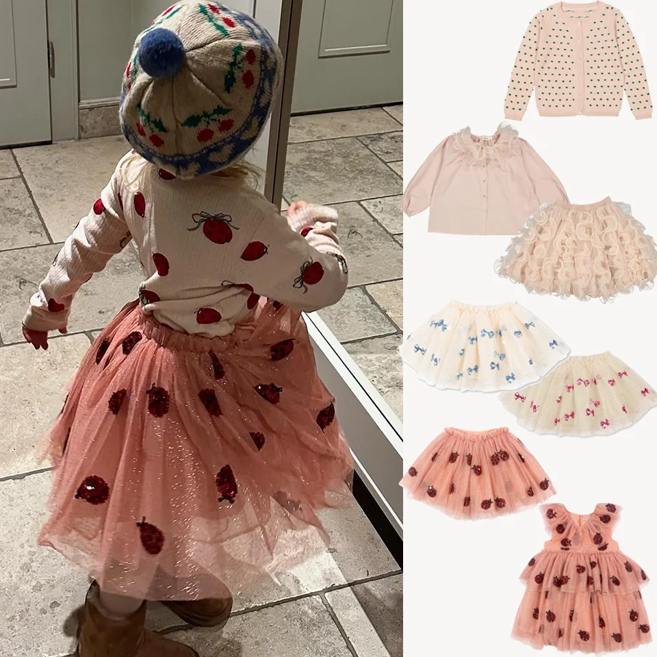 

2025 KS Baby Girls Star Sequins Dress Kids Clothes Girls Mesh Princess Dresses Children Casual Skirts Christmas Party Vestidos