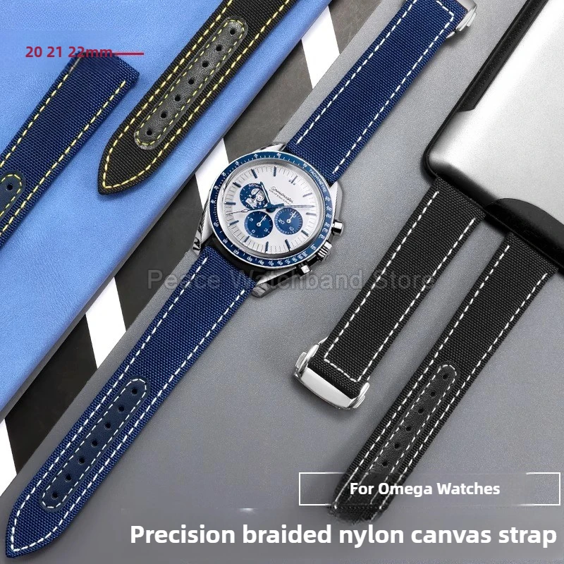 20 21 22mm Nylon Watch Accessories Durable for Omega Speedmaster Aqua Terra AT150 Citizen Water Repellent Casual Style Watchband