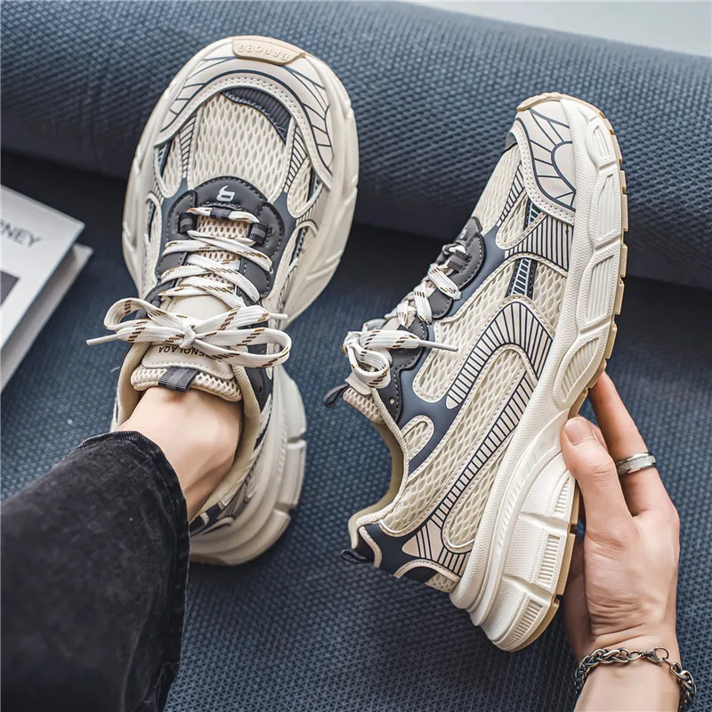 

Hot Sale Fashion Men Sports Running Casual Sneaker Breathable Walking Style Shoes Classic Retro Chunky Shoes For Man
