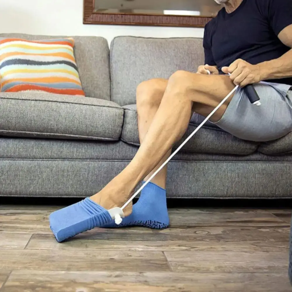 Portable Design Socks Pulling Helper Non-Slip Foam Handle 80cm Pull Rope Sock Aid Device Easy Way To Put On No Bending Design