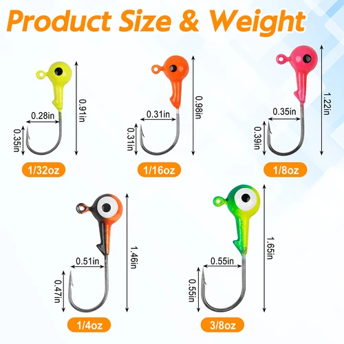 Imagen 2 del producto 40 Uds. Gancho con cabeza de plantilla de manivela, cabeza de bola redonda, anzuelos de pesca, señuelos de lubina, cabezas de plantilla tipo tipo pez para trucha, plantilla de pesca de agua salada
