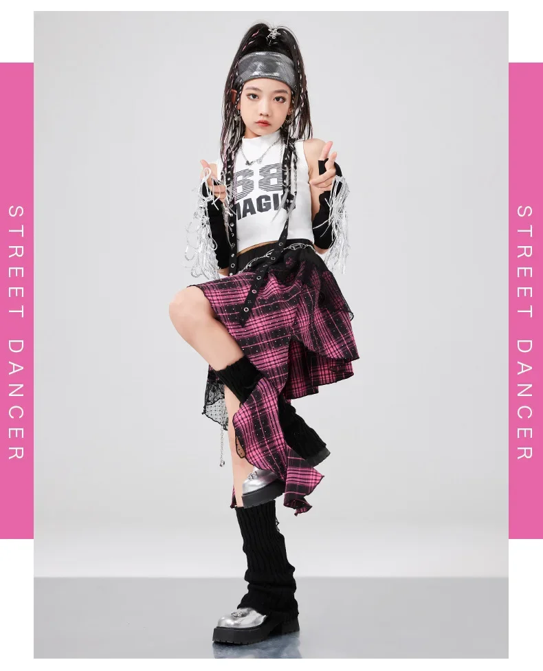Mädchen Jazz Hip-Hop Tanzkostüme Set Bühnenoutfits für Mädchen Gruppen Kpop Mode Laufsteg-Show Tanzbekleidung Sets – Detail 6