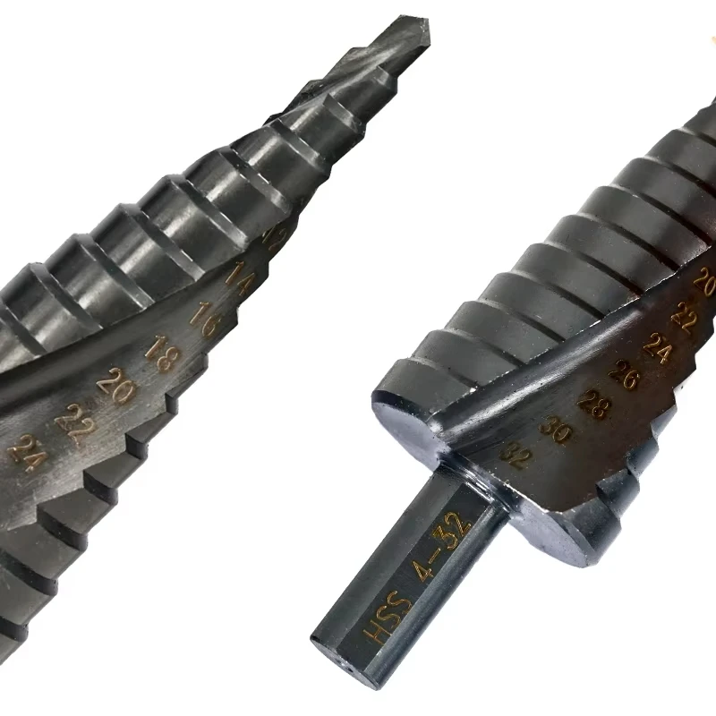 HSS 4-12/20/32mm The Pagoda Shape Hole Cutter 6-30mm Spiral Cobalt Coated Step Cone Drill Bit For Wood Power Tools