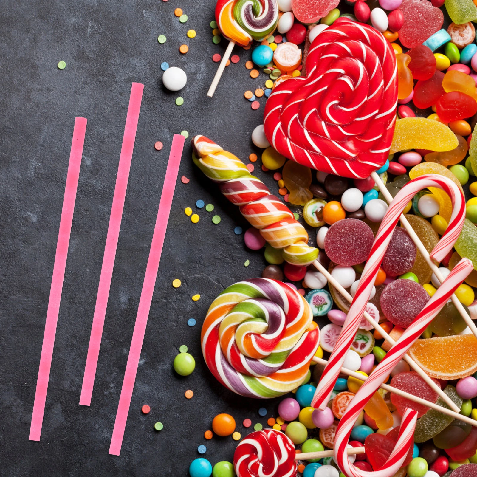 

100 Pcs Food Grade Cotton Candy Lollipop Hard Lollipops Paper Sticks Cake DIY Crafts