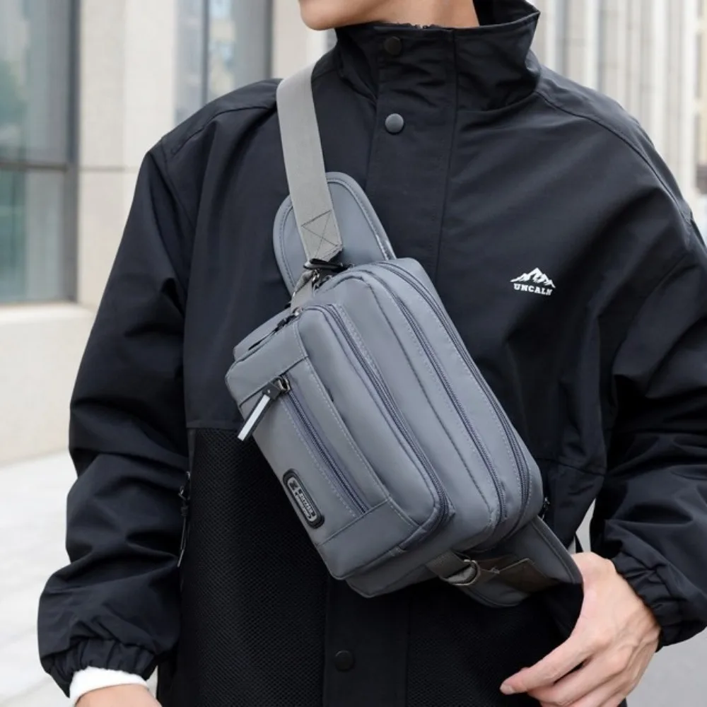 

Leisure Multi Layer Waist Bag Large Capacity Adjustable Shoulder Strap Shoulder Bag Coin Purse Zipper Sport Chest Bag Shopping