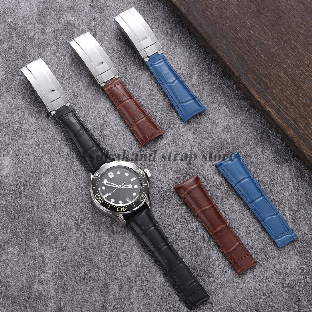 レザー時計ストラップ 20 ミリメートルロレックスサブマリーナーデイトナ GMT ウォーターゴースト用クロコダイルパターン牛革折りたたみバックルメンズバンド
