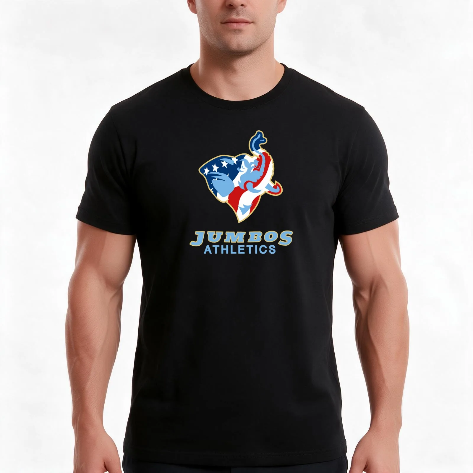 Tufts Jumbos athletics T-Shirt, Summer Casual Cotton Tee, Oversized Streetwear Tops, Vintage Graphic Print, Unisex Men Women