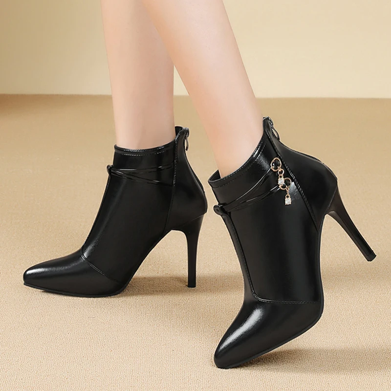 Pointed Toe Ankle Boots Women Thin Heels High Heels Shoes Woman 2024 Trend New Dress Elegant Pumps Fashion Chelsea Botas Mujer