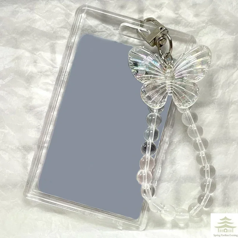 Crystal Butterfly 3 Inch Acrylic Card Holder Photocards Display Credit ID Bank Card Protective Case Keychain Pendant Fashion