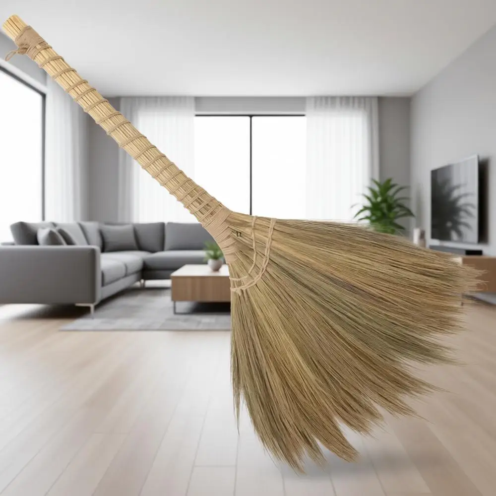 

Heavy-Duty Natural Grass Broom for Outdoor and Indoor Cleaning, 43.3'' Length