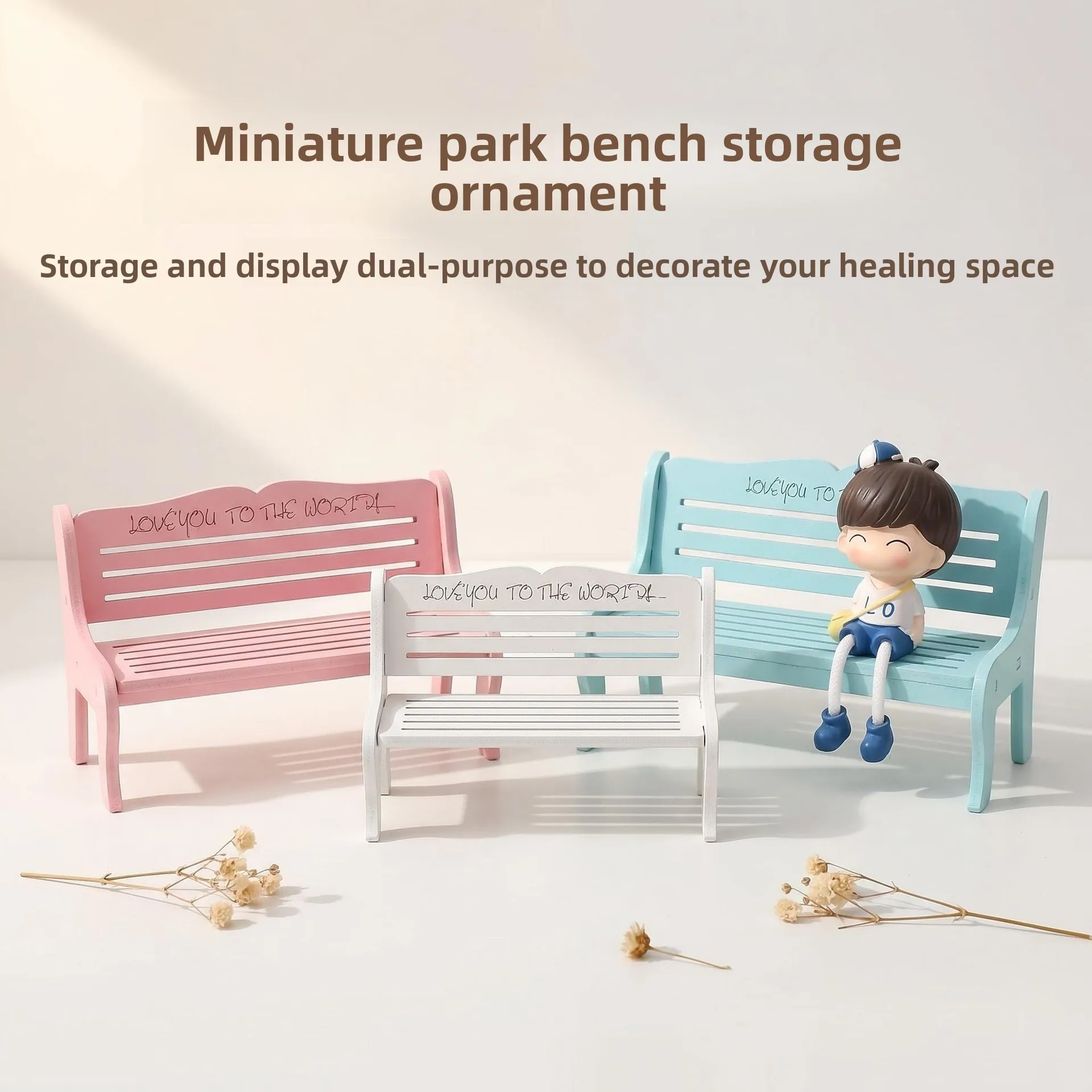 Somenie Ins‑Style Mini Simulation Park Chair, Decor Ornament Figure Display Storage Photography Prop