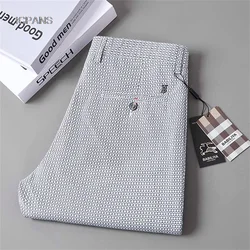 Plaid Casual Pants Men Korean Fashion Clothing Trousers For Men Straight Slim Fit Office Formal Suit Pants 2023 Spring Summer