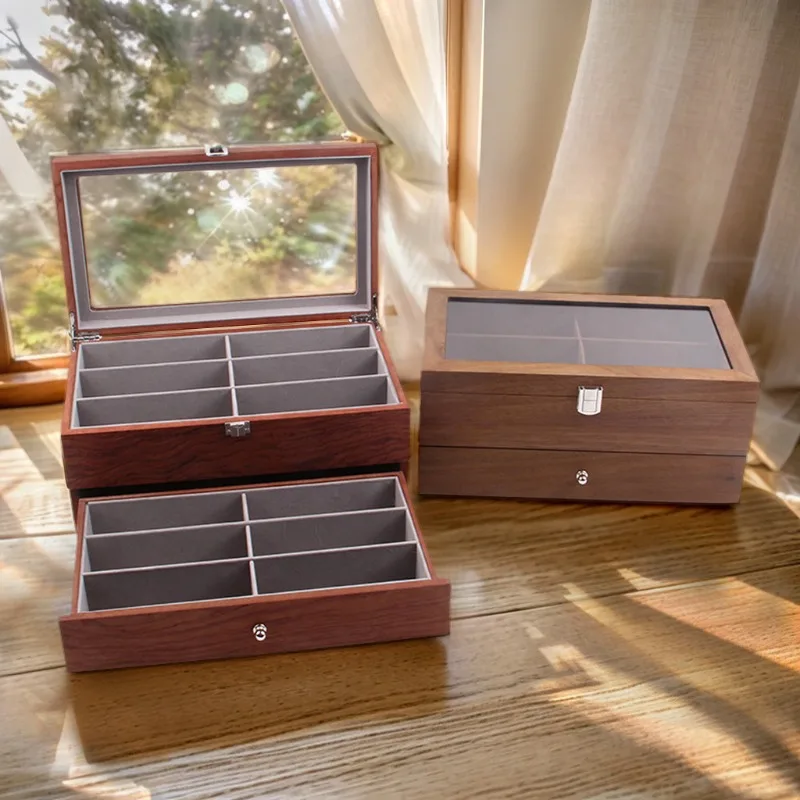 

Wooden Watch Organizer Box Transparent Watches Storage Boxes Large Capacity Wrist Watch Display Case Waterproof Watches Cases