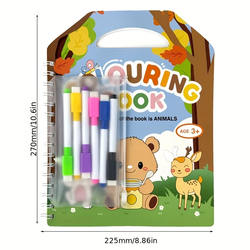 Graffiti Drawing Book, Coloring Book, Children's Fun Drawing Book,Enlightenment Cartoon Coloring Book, Includes 6 Erasable Pens