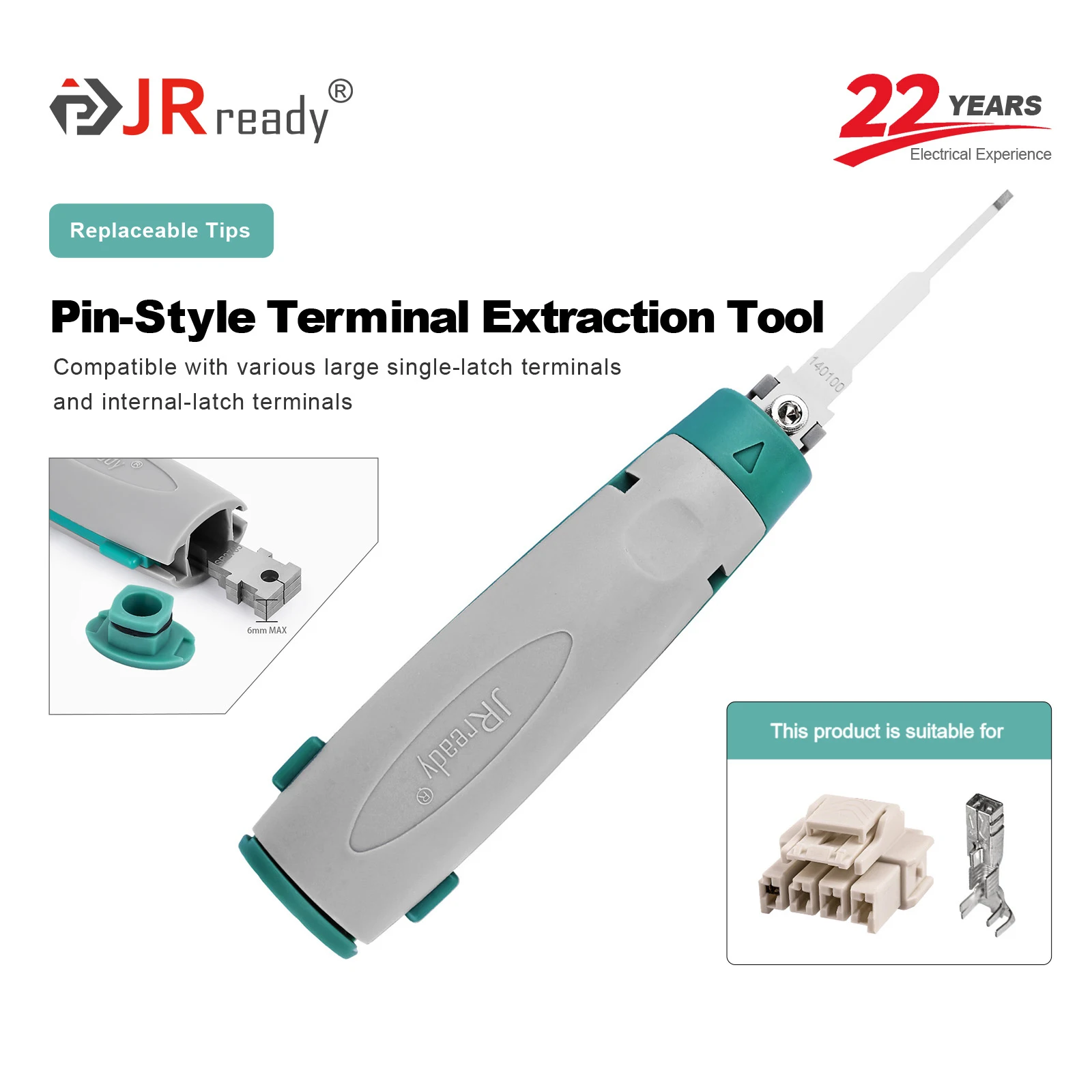 JRready JRconDRK-N140100 Einzel-Pin-Klemmen-Ausziehwerkzeug für verschiedene große Einzel-Federklemmen und interne Kontakte