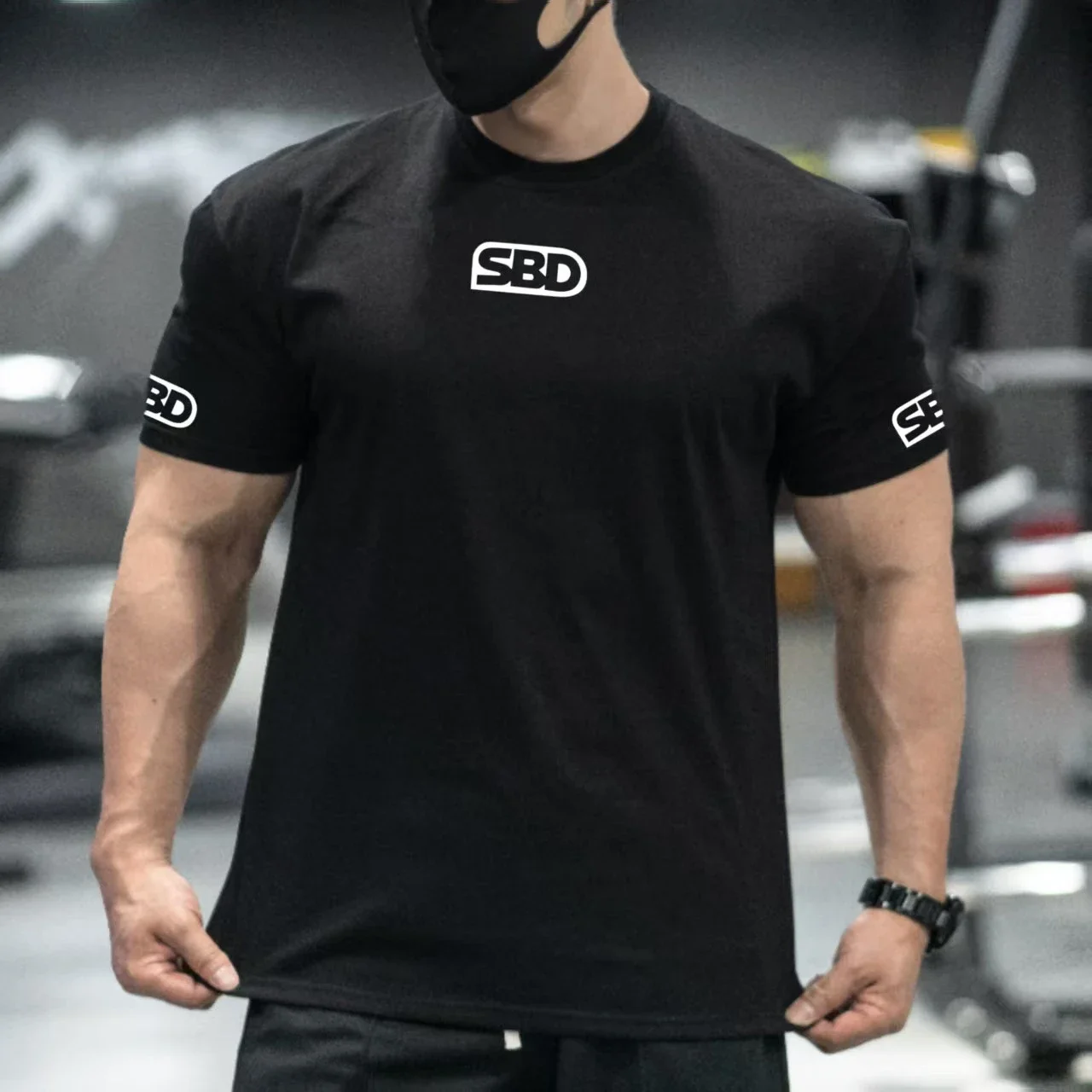 Bestes GYM SBD Kurzarm-T-Shirt für British Strongman-Wettkämpfe, beliebtes Trainings-Sport-T-Shirt mit Rundhalsausschnitt, Fitness – Detail 4