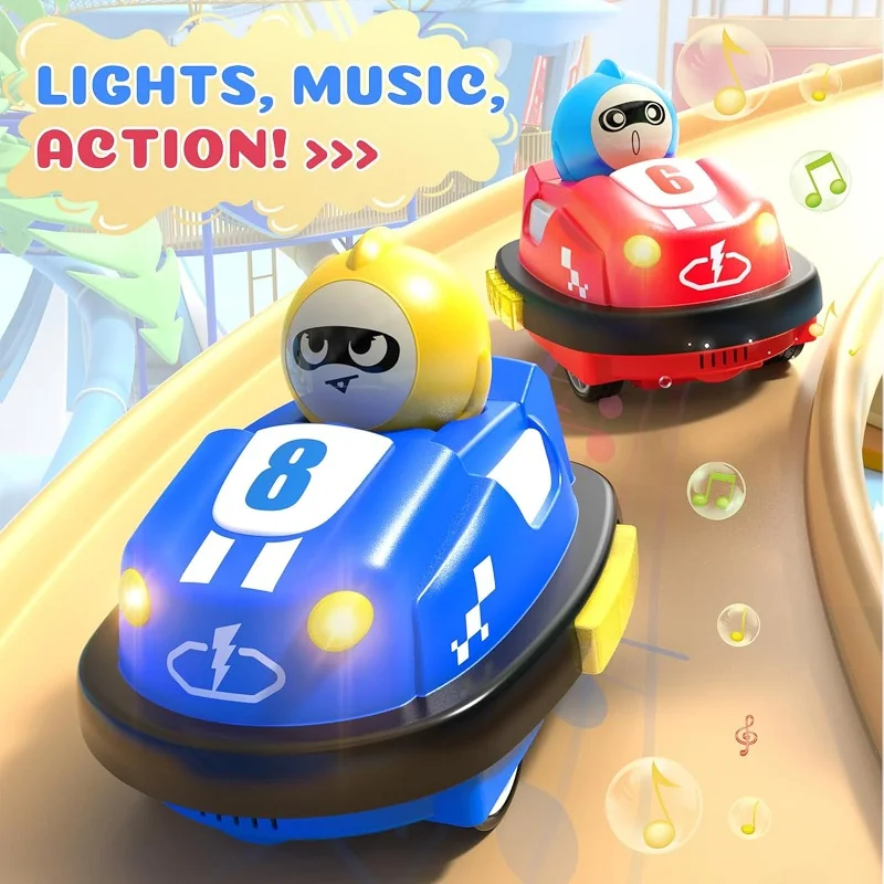 Toddlers Remote Control Car with Music & LED Light RC Ejecting Bumper Cars for Kid RC Battle Cars for Birthday Gift for Boy Girl