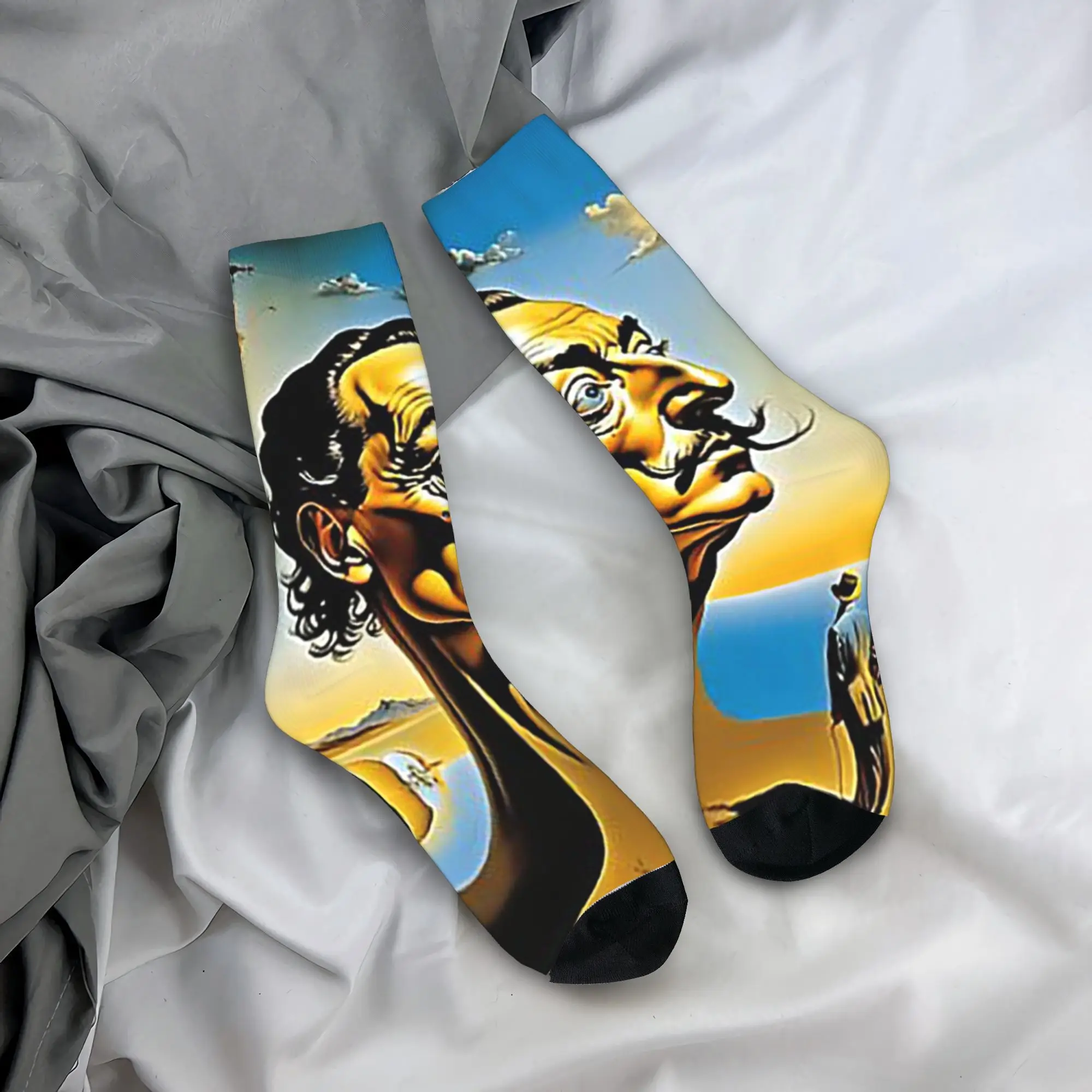 Enigmatic Encounter Surrealist Dreamscape Salvador Dali Poster Socks Harajuku Sweat Absorbing Stockings Long Socks Gifts